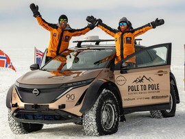      "نيسان أريا" تحقق أول رحلة برية      بين قطبي الأرض بسيارة كهربائية 